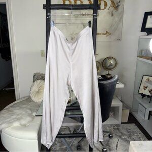 Lunya Washable Silk High Rise Lounge Slit Wide Leg Pant Silver Gray Womens Large